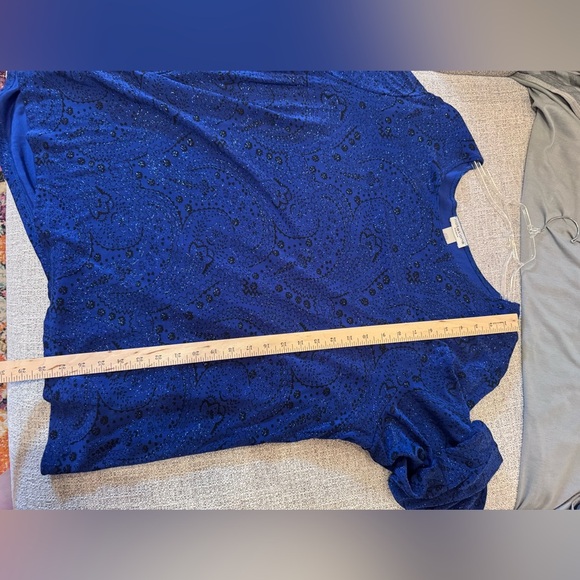 Notations Women’s Plus Size Blue Black Sparkle Top Blouse Crew Neck Sz 3X - Picture 8 of 8